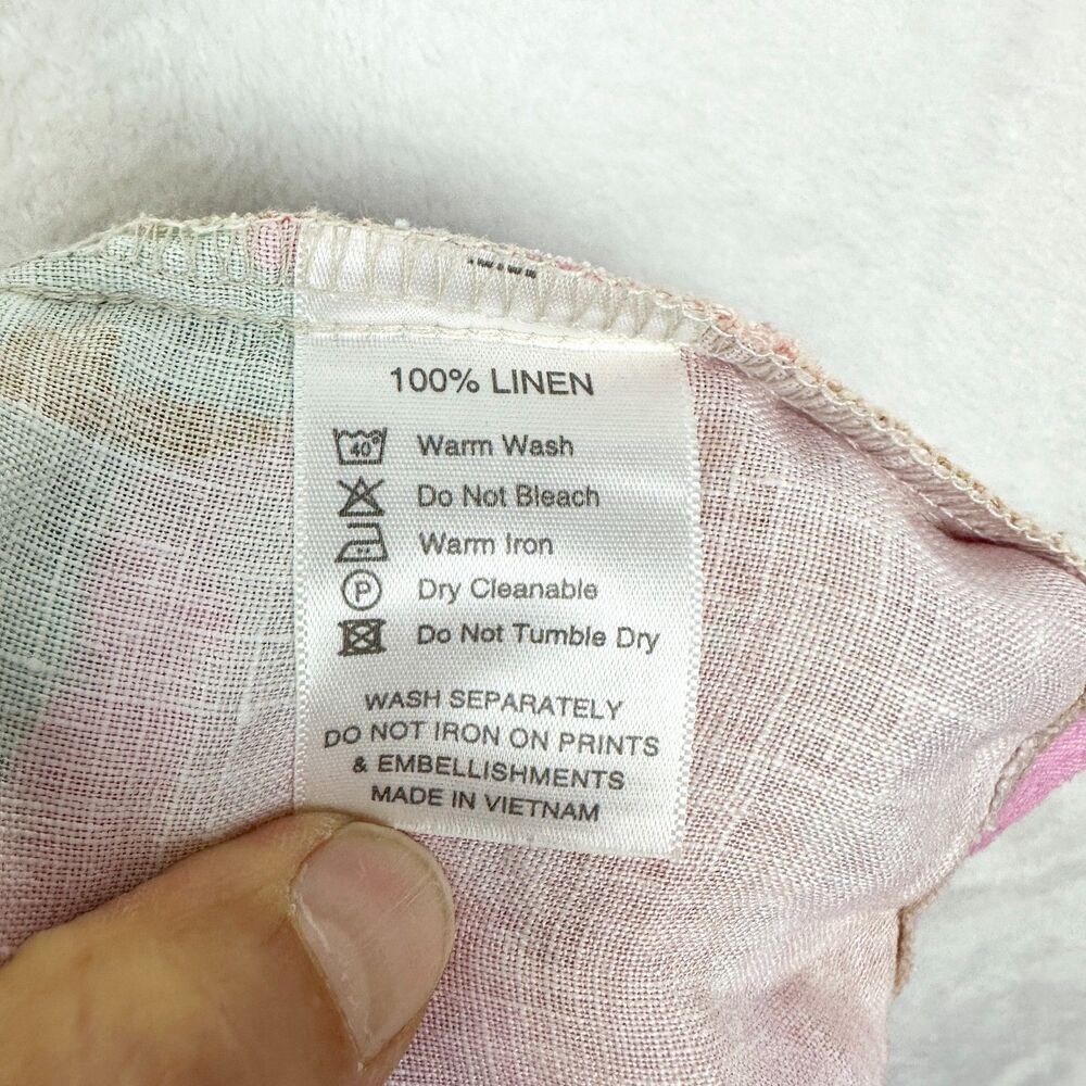 Lanhtropy Linen Elastic Shorts Aquarela Size Medium Drawstring Pockets High Rise - Picture 6 of 6